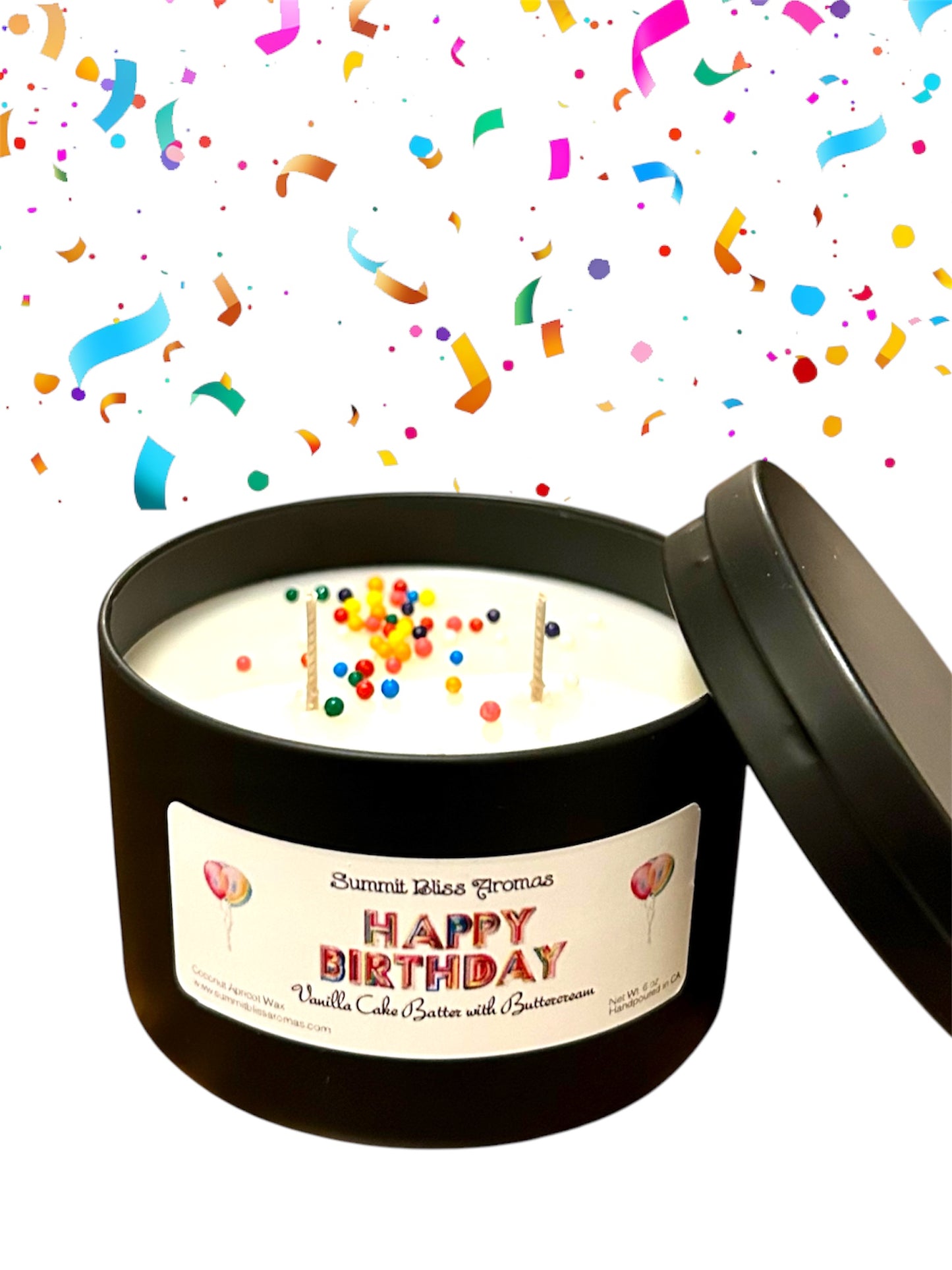 Black Candle Double Wick Candle Tins | Elegant Coconut Apricot Wax | Relaxation & Ambiance - BlissfulAromas