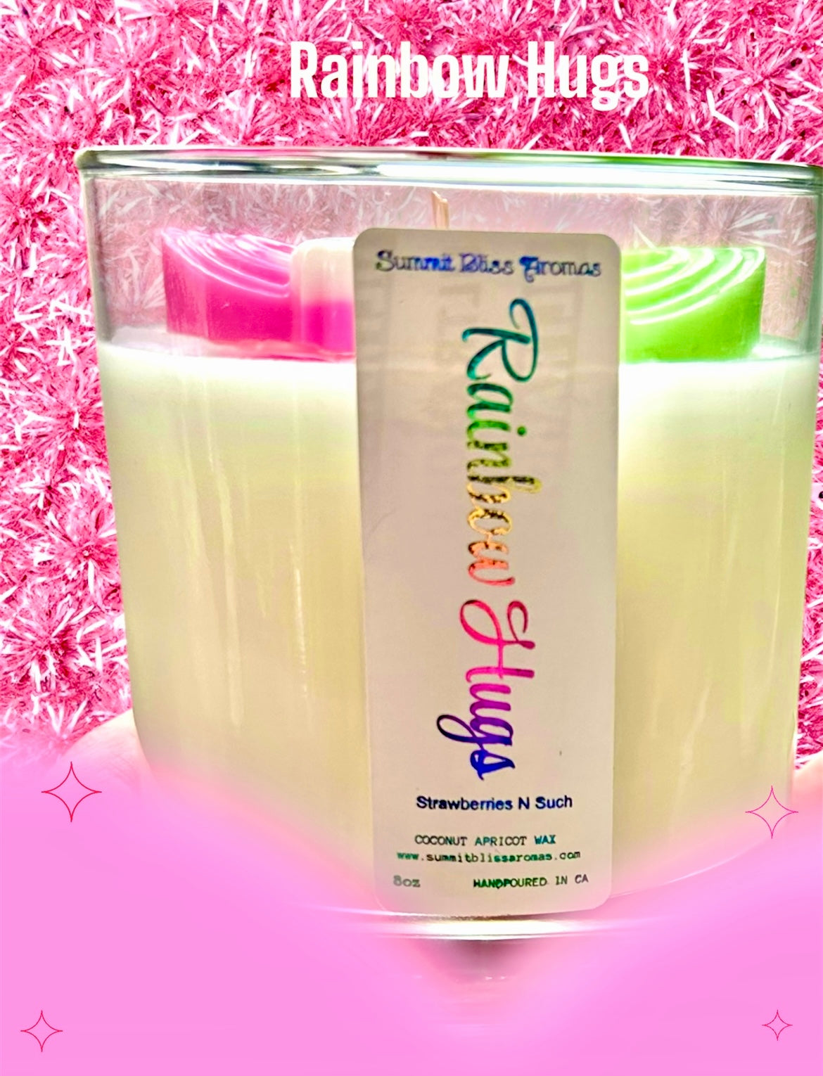 PRIDE Rainbow Hugs Candle - Celebrate Identity with Colourful Rainbows