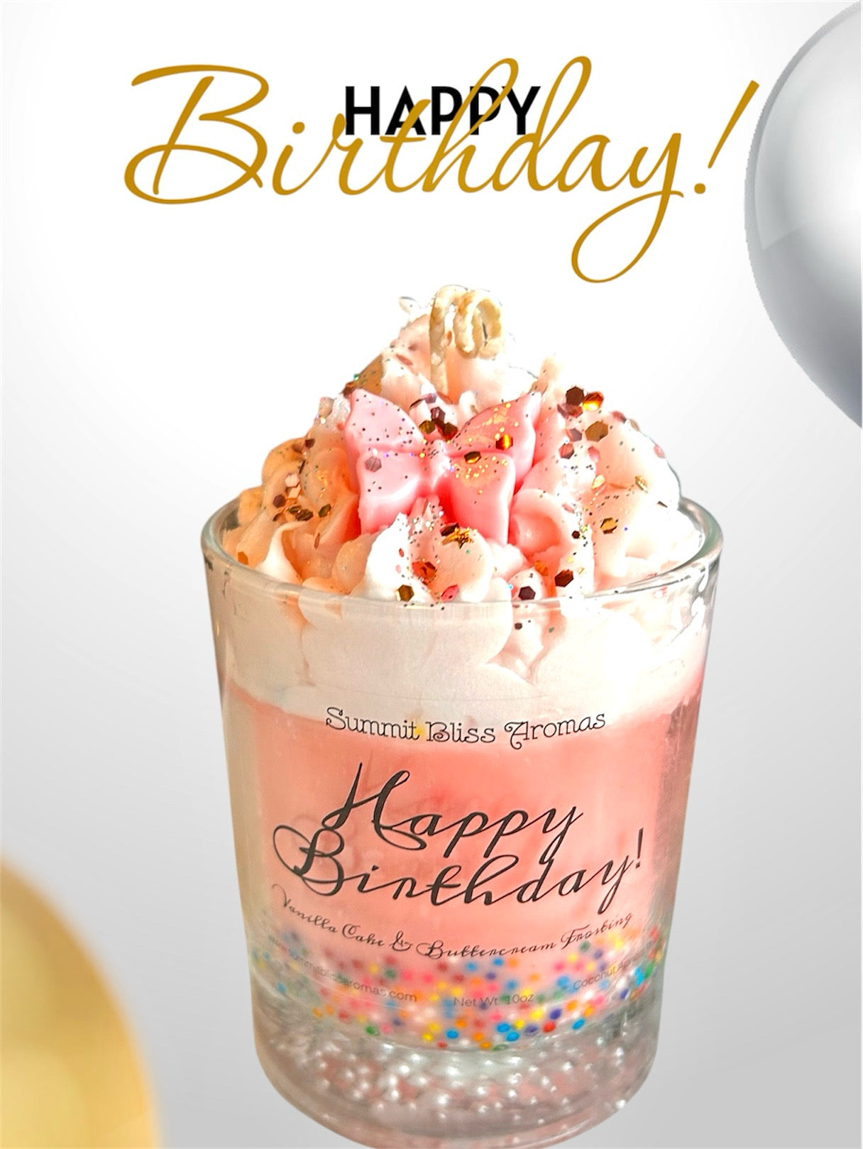 Happy Birthday Celebration Whipped Sprinkles Candle
